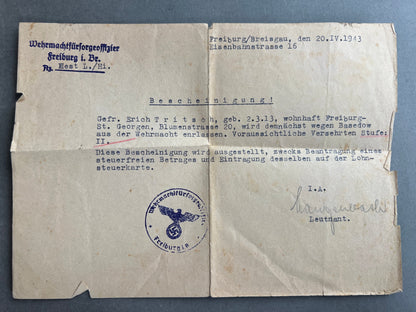WW2 Tysk Wehrpass Lot fra en Gefreiter. Original.