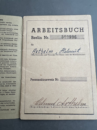 Østtysk DDR Arbeitsbuch. Original.