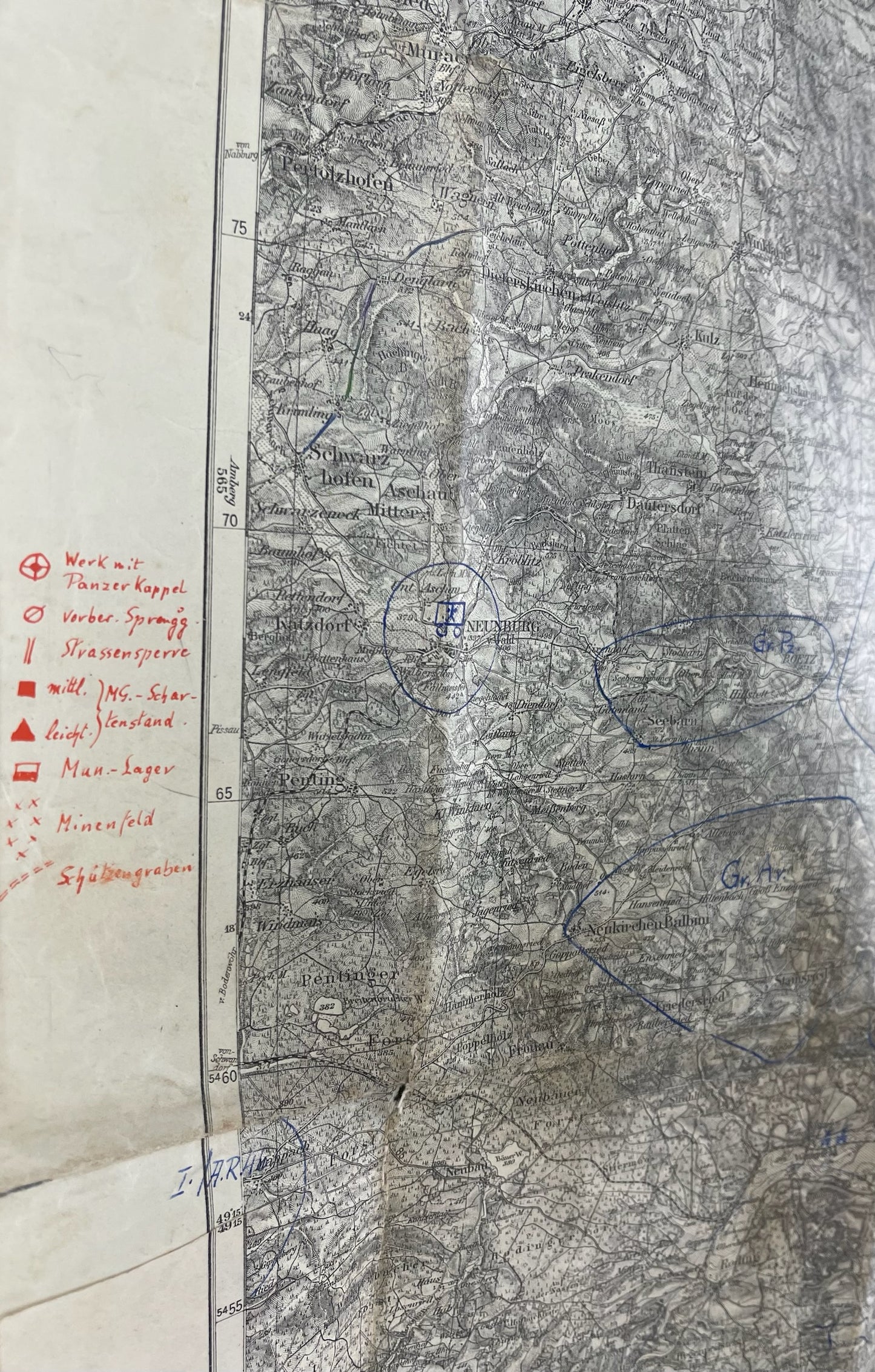 WW2 Tysk Heer Landkort over område i Norge. Original.