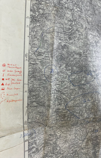 WW2 Tysk Heer Landkort over område i Norge. Original.