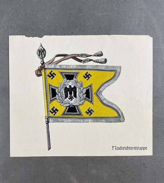 WW2 Tysk Nachrichtentruppe "Standarten". Trykt på papir. 22x19cm. God til display. Original.