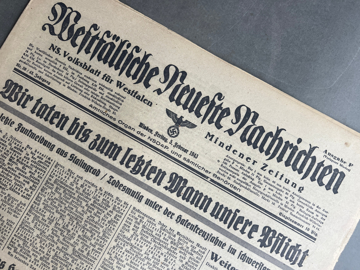 WW2 Tysk 3 stk. NSDAP Aviser. Original.