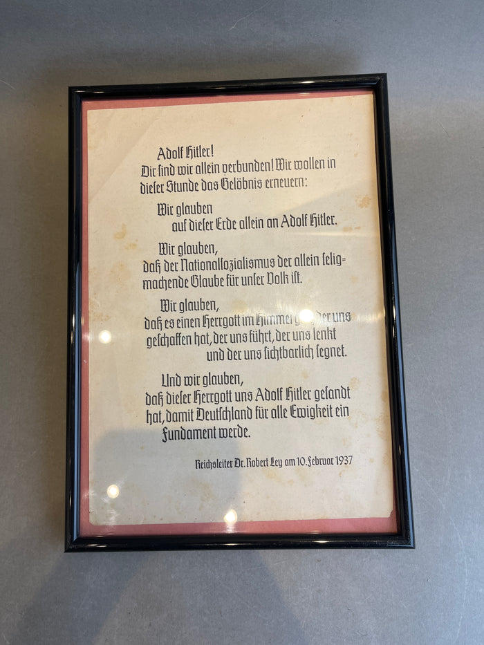 WW2 Tysk NSDAP Udklip/Plakat i nyere ramme. Illustrativ. Original.