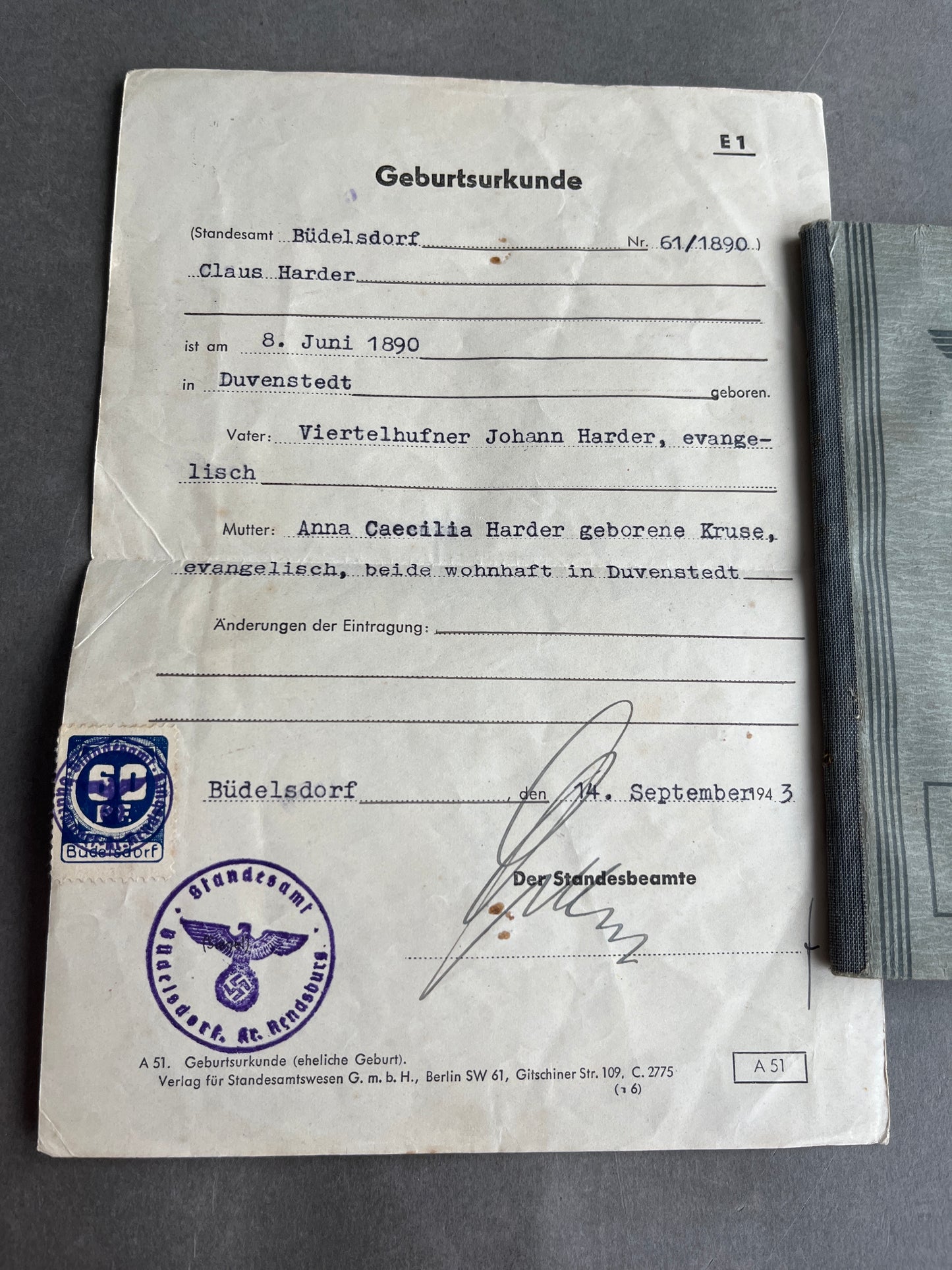 WW2 Tysk Wehrpass. Original.