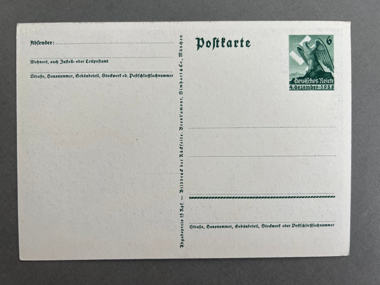 WW2 Tysk NSDAP Postkort. Original.