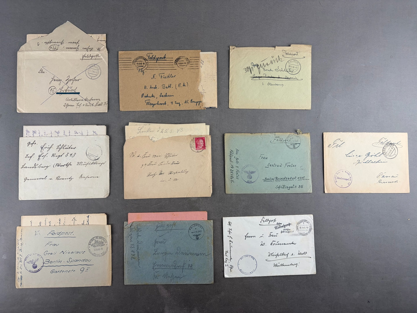 WW2 Tysk Feldpost Lot. 10 Stk. Original.