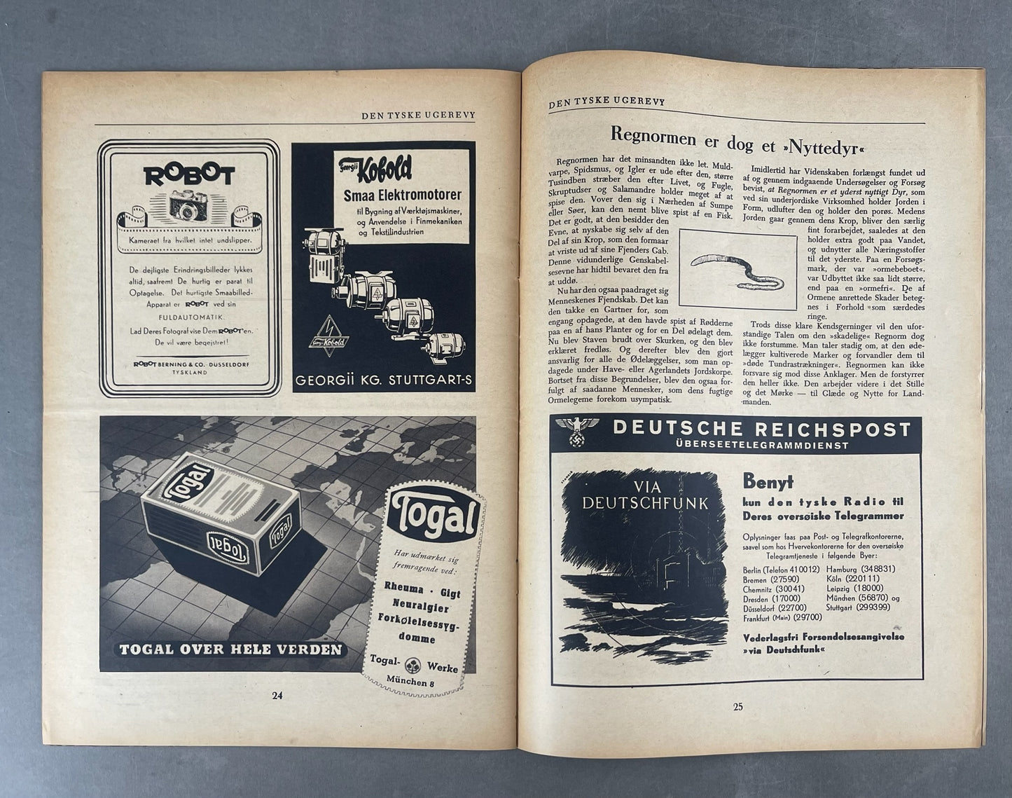 WW2 Dansk Nazistisk "Den Tyske Ugerevy" Blad. Udgivelsen med Schalburg. Original.