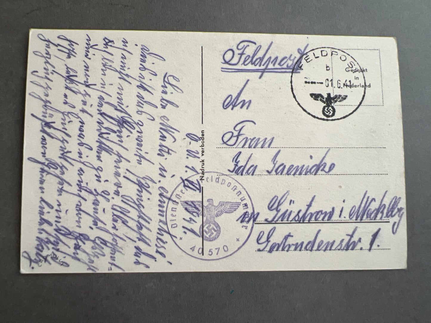 WW2 Tysk Feldpost. Original.