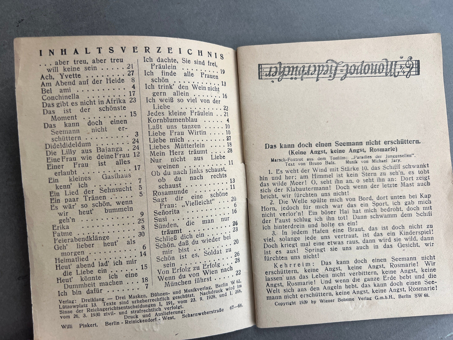 WW2 Tysk Liederbuch. Original.