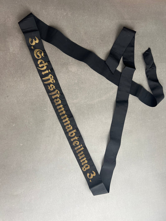 WW2 Tysk Kriegsmarine Matros Huebånd "3. Schiffsstammabteilung 3.". Original.