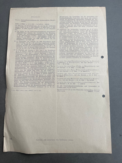 WW2 Tysk NSDAP "Reichsverfügungsblatt". Original.