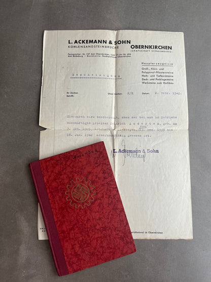 WW2 Tysk DAF Medlemsbog. Original