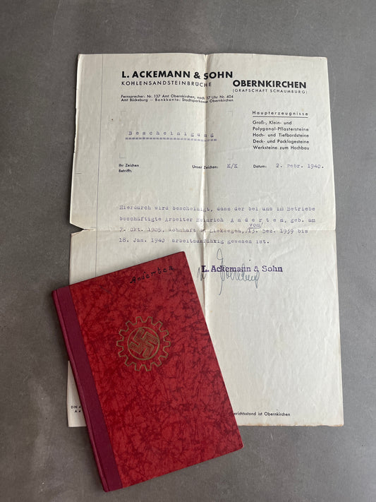 WW2 Tysk DAF Medlemsbog. Original