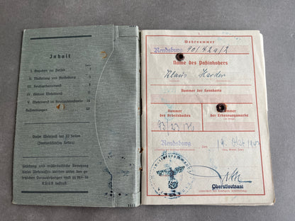 WW2 Tysk Wehrpass. Original.