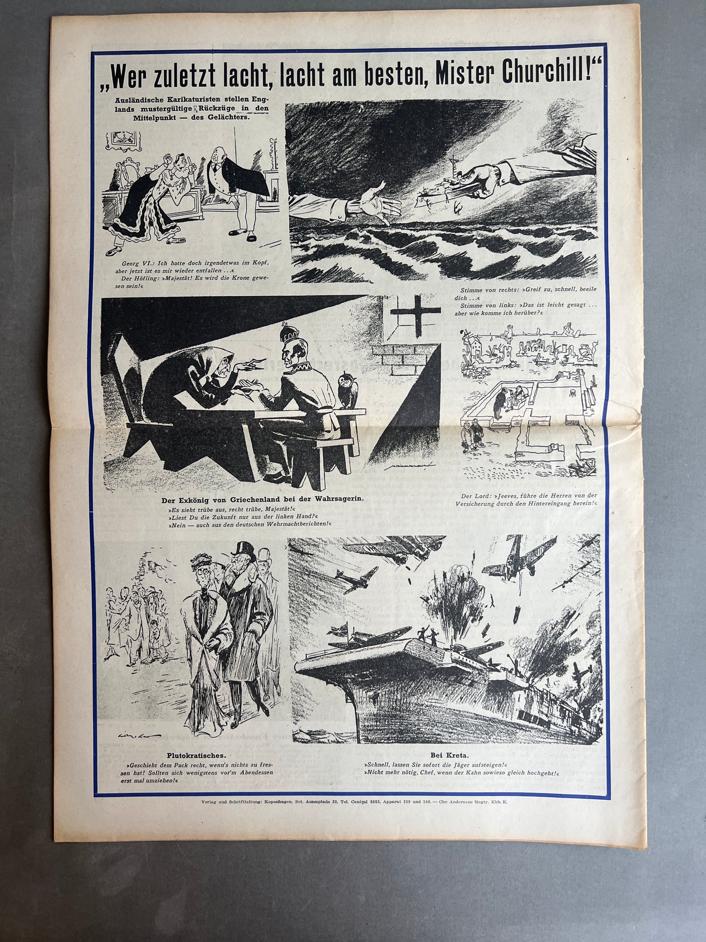 WW2 Tysk/Dansk "Kopenhagener Zeitung" Avis. Original. Original.