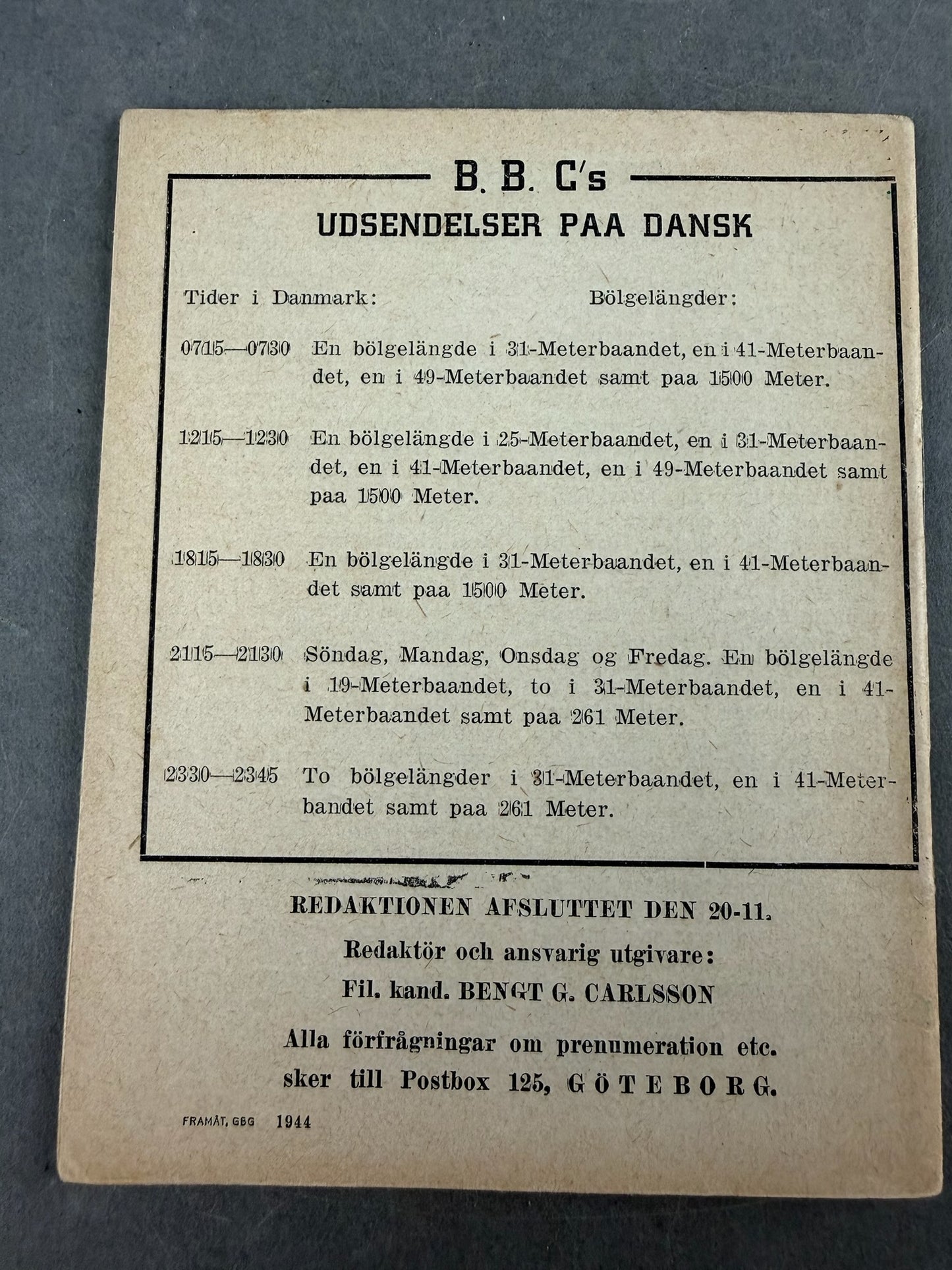 WW2 Dansk " I DAG" hæfte fra 1944. Original.