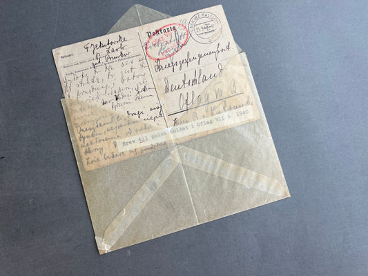 WW2 Tysk/Polsk Postkort. Sendt til polsk soldat i Oflag III (Krigsfange). Original.