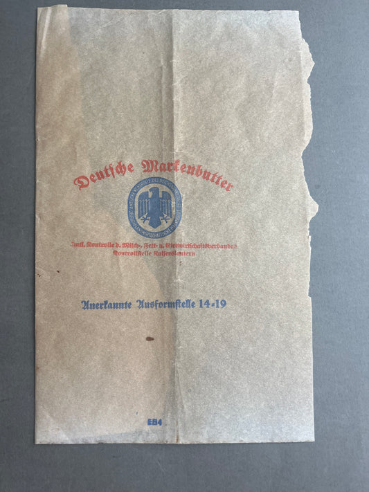 WW2 Tysk "Markenbutter" Papirspose. God til display. Original.