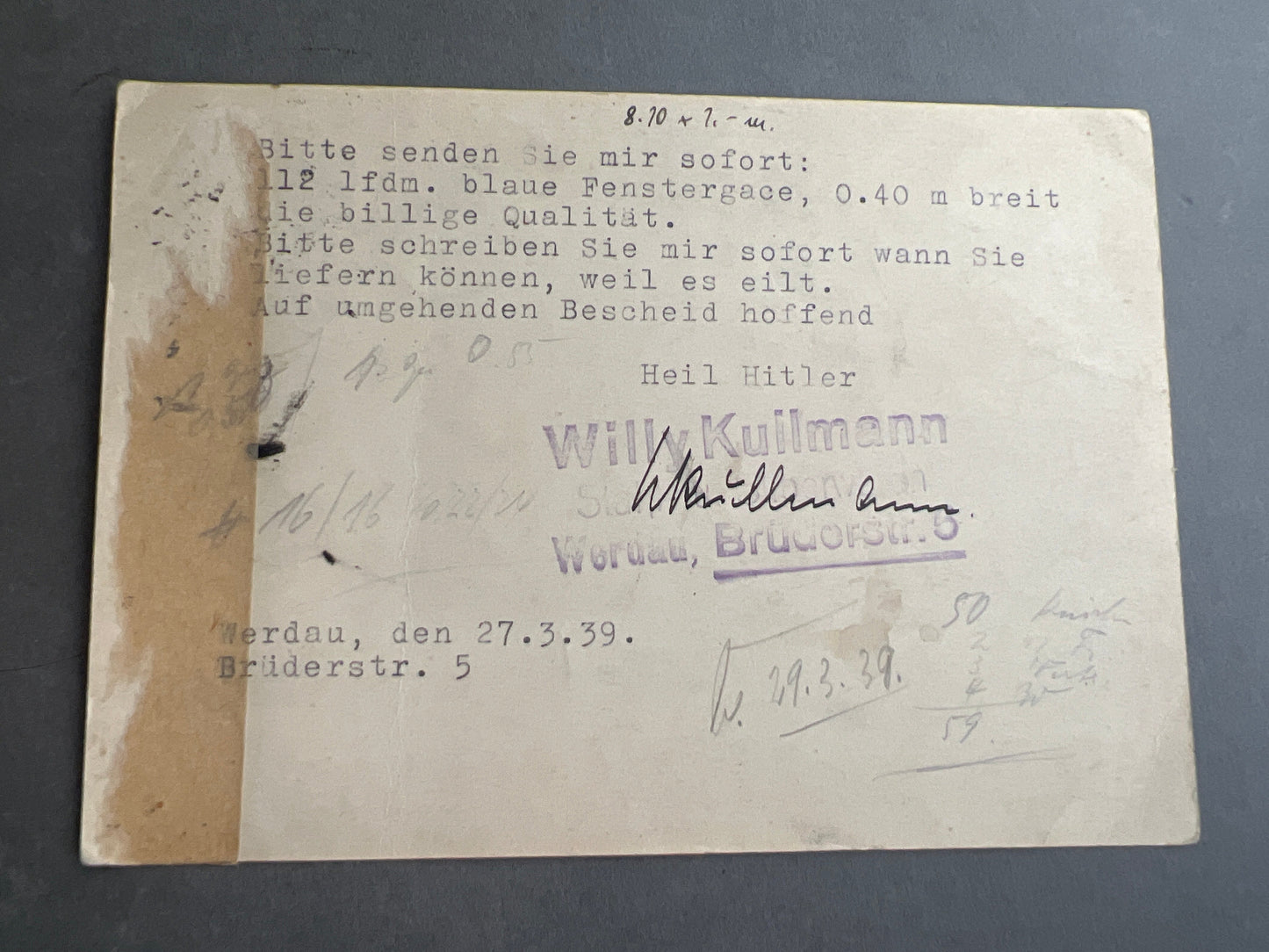WW2 Tysk Postkort. Med HH-hilsen. Original.