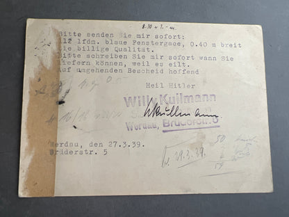 WW2 Tysk Postkort. Med HH-hilsen. Original.
