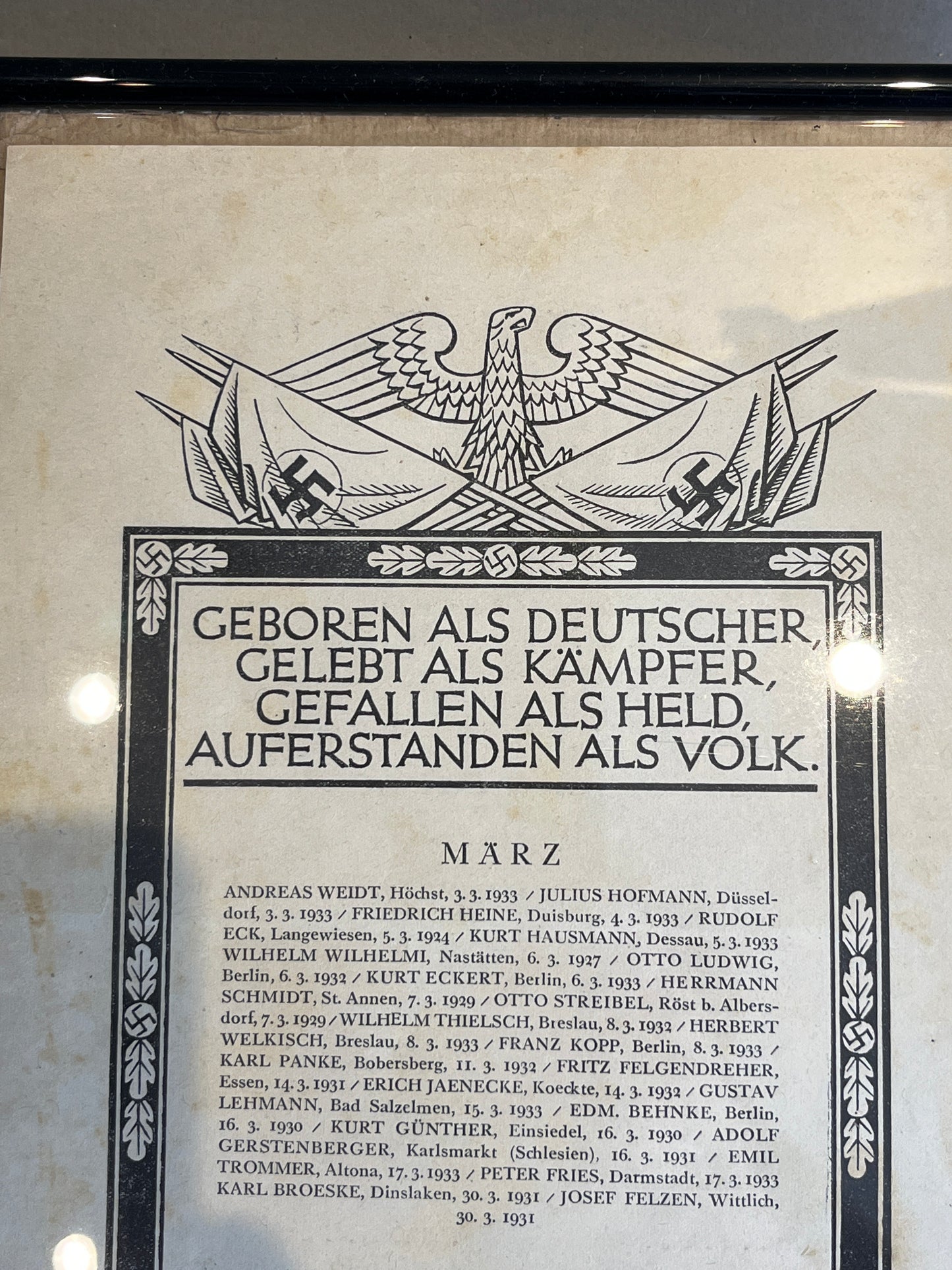 WW2 Tysk NSDAP Udklip/Plakat i nyere ramme. Illustrativ. Original.