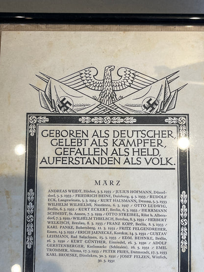 WW2 Tysk NSDAP Udklip/Plakat i nyere ramme. Illustrativ. Original.