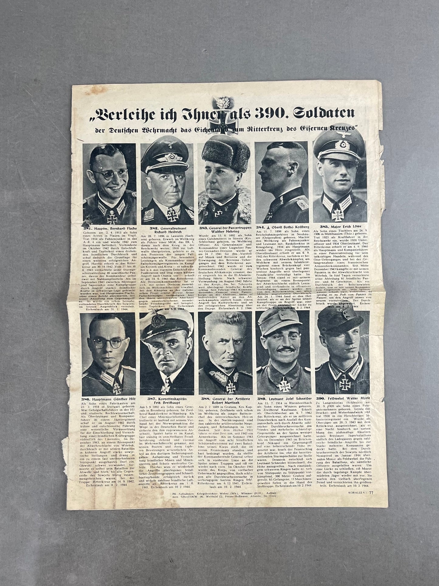 WW2 Tysk "Ritterkreuzträger" lille avis/pjece. Original.