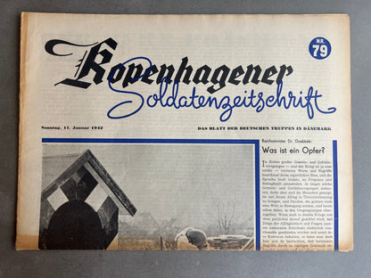 WW2 Tysk/Dansk "Kopenhagener Zeitung" Avis. Original. Original.