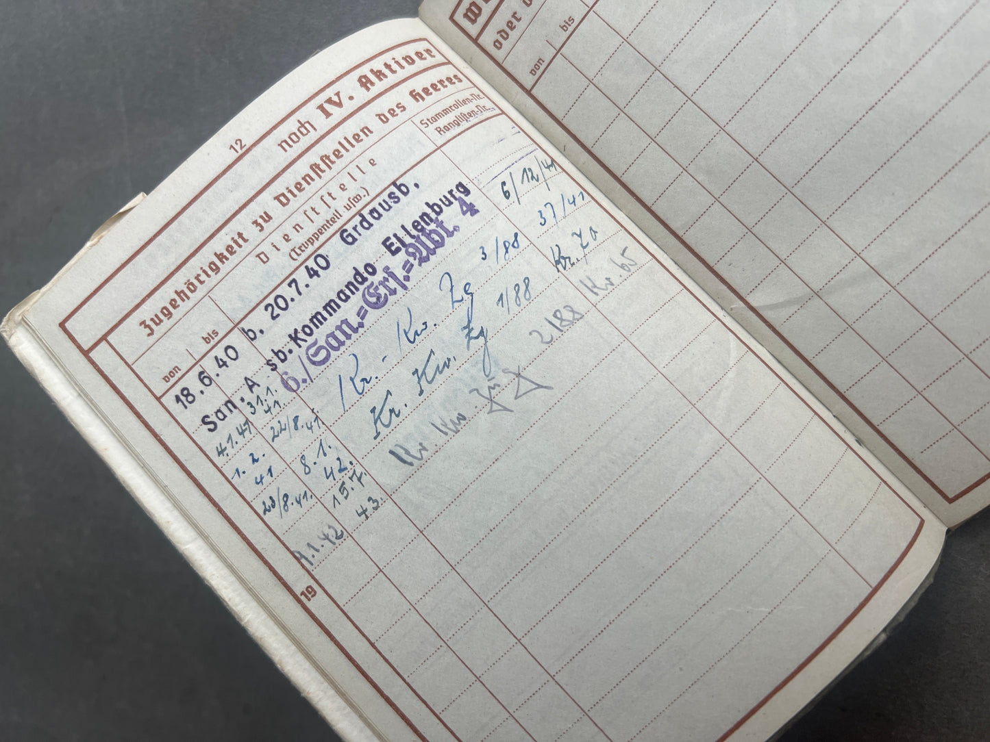 WW2 Tysk Wehrmacht Sanitäter Wehrpass i Mindeomslag, med hans dødsannonce, dødsattest mv.. Sjælden. Original.