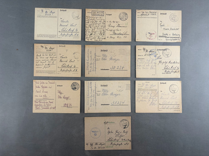 WW2 Tysk Feldpost Lot. 10 Stk. Original.