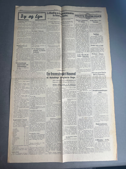 WW2 Dansk Avis "Morsø Folkeblad" fra 1943 om Italiens kapitulation. Original.