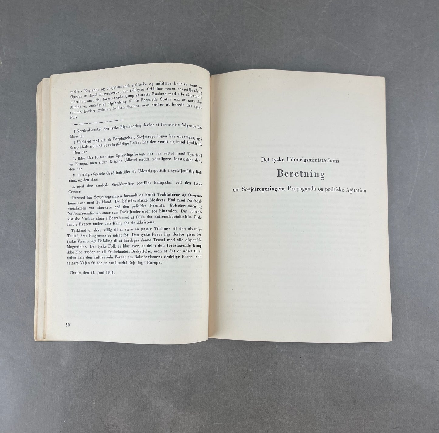 WW2 Tysk/Dansk "Adolf Hitlers Proklamation" Hæfte. Original.