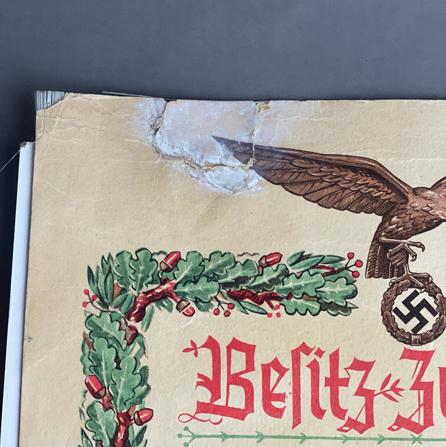 WW2 Tysk Luftwaffe Urkunde. Stor. A3-størrelse. Original.