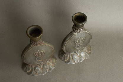 WW2 Dansk Par "Christian d. 10" Erindrings Lysestager. Original.