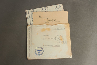 WW2 Tysk Kriegsmarine Feldpost kuvert med indhold. Godt stemplet. Original.