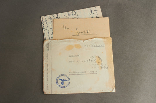 WW2 Tysk Kriegsmarine Feldpost kuvert med indhold. Godt stemplet. Original.