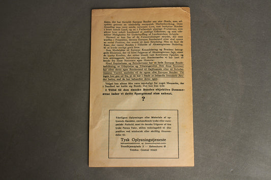 WW2 Dansk Nazistisk/DNSAP Hæfte "Landmandens Chancer Hvis Aksemagterne Taber". Sjælden. Original.
