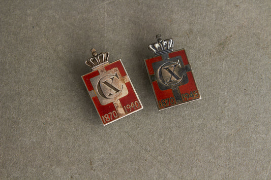 WW2 Danske Georg Jensen Kongemærker i ægte sølv. Original.