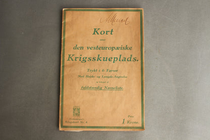 WW2 Dansk Gyldendal "Kort over den Vesteuropæiske Krigsskueplads". Original.