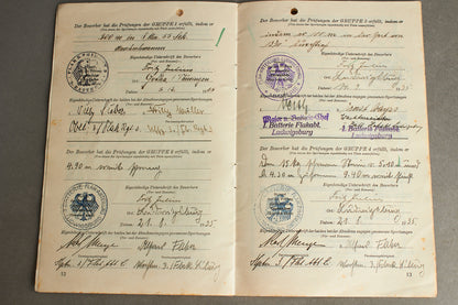 WW2 Tysk DRL Reichssportabzeichen i Bronze Urkunde. Tildelt tidligt, og tildelt af hæren. Original.