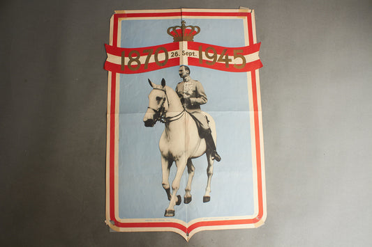Dansk Kong Christian d. 10 "Plakat" fra hans fødselsdag 1945. Original.