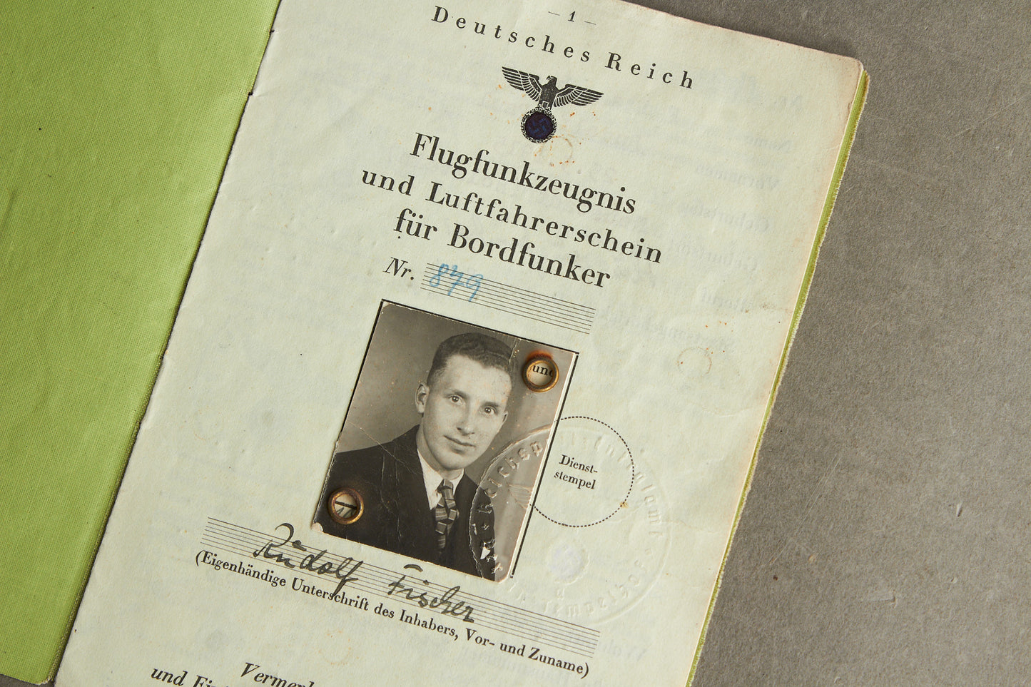WW2 Tysk Luftwaffe "Flugfunkzeugniz und Luftfahrerschein für Bordfunker". Original.
