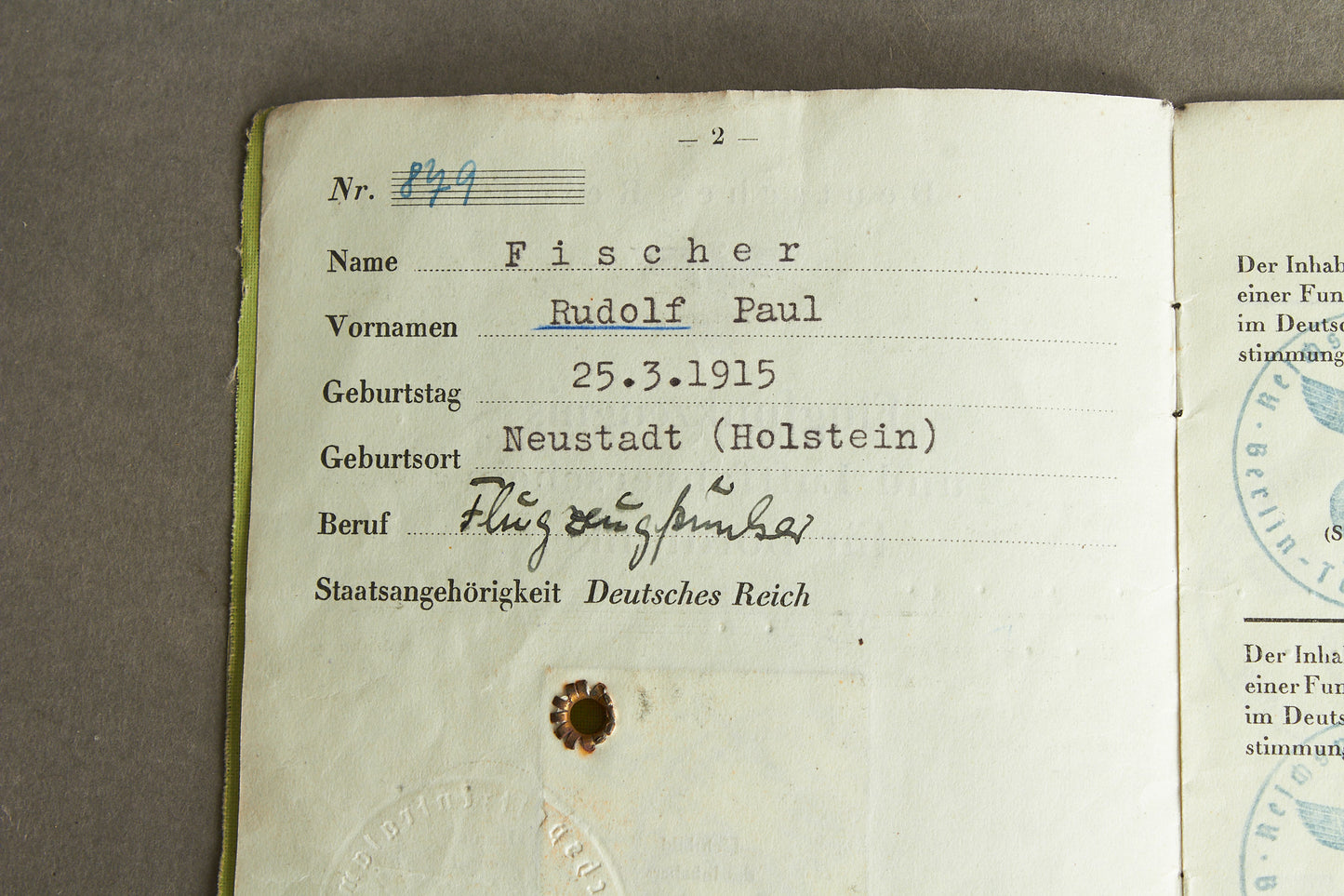 WW2 Tysk Luftwaffe "Flugfunkzeugniz und Luftfahrerschein für Bordfunker". Original.