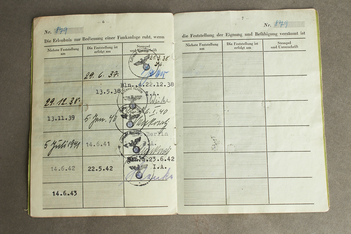 WW2 Tysk Luftwaffe "Flugfunkzeugniz und Luftfahrerschein für Bordfunker". Original.