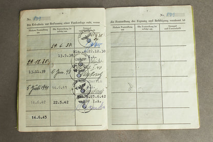 WW2 Tysk Luftwaffe "Flugfunkzeugniz und Luftfahrerschein für Bordfunker". Original.