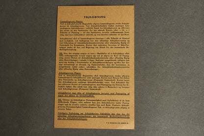 WW2 Dansk Illegalt "Arbejdskort" lavet af Modstandsbevægelsen. Original.