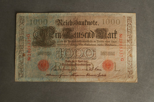 Før-WW1/WW1 Tysk Pengeseddel. Original.