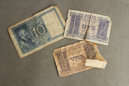 WW2 Italienske Pengesedler. Original.