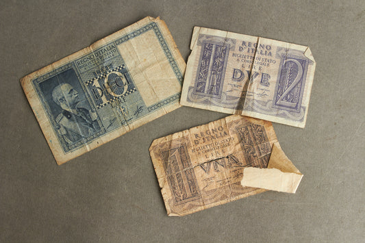 WW2 Italienske Pengesedler. Original.