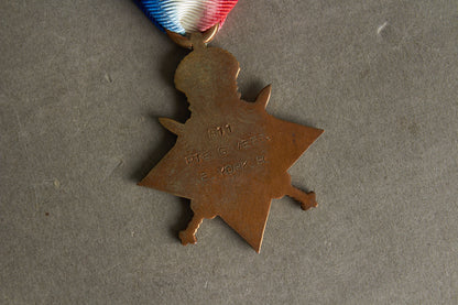 WW2 Tysk Engelsk 1914-1914 Star. Tildelt og med navn. Original.